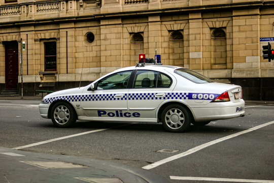Australian blue and white Melbourne City police car 2004