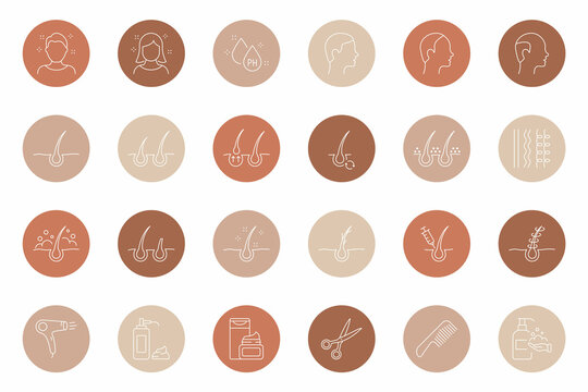 Instagram Highlights Line Icon Set. Stories Covers Linear Icons. Highlights For Beauty Bloggers, Barbershop Or Hairdressing Salon. Outline Pictogram For Social Media. Vector Illustration