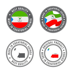 Made in Equatorial Guinea - set of labels, stamps, badges, with the Equatorial Guinea map and flag. Best quality. Original product.