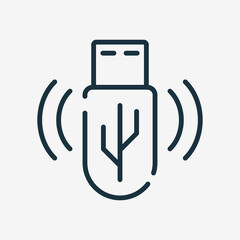 USB Flash Drive Line Icon. Memory Card for Data Linear Icon. Editable Stroke. Isolated Vector Illustration