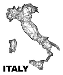 Wire frame irregular mesh Italy map. Abstract lines form Italy map. Wire frame flat network in vector format. Vector model is created for Italy map using intersected random lines.