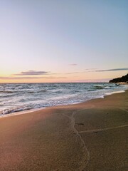  sunset on the sea with sandy beach