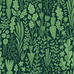 Fresh garden greens pattern illustration - 452477528