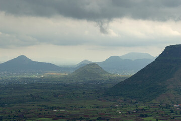 Fototapeta na wymiar View of Sahyadri mountain ranges near vani, Nashik, Maharashtra, India.