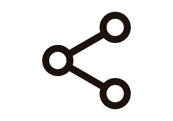 Icono negro de compartir en fondo blanco.