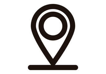 Icono negro de marcador de mapa en fondo blanco.