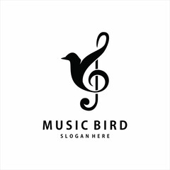 Fototapeta premium notes music and bird logo vector icon illustration design.