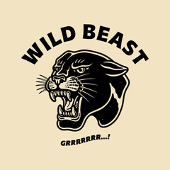 Vintage illustration of a panther "WILD BEAST" © twentyeightink