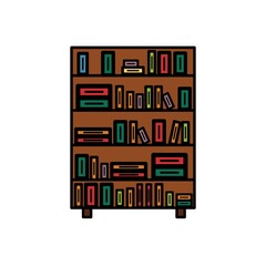 Bookcase icon. Bookshelf icon. Vector illustration.