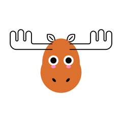 Moose face. Cute elk isolated on white