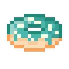 Donut pixel art. Vector illustration.