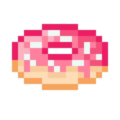 Donut pixel art. Vector illustration.