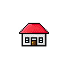 House pixel art. Vector illustration.