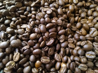 coffee beans background, roasted coffee  close up view