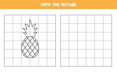 Copy the picture of pineapple. Logical game for kids.