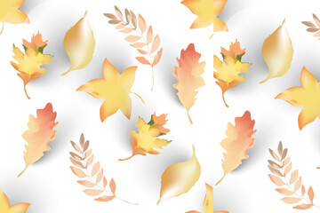 Autumn Fall leaves isolated on white background