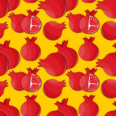 Pomegranate seamless pattern. Flat style vector illustration