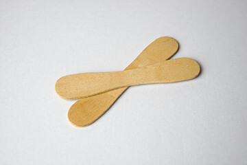 wooden ice cream stick isolated on white background
