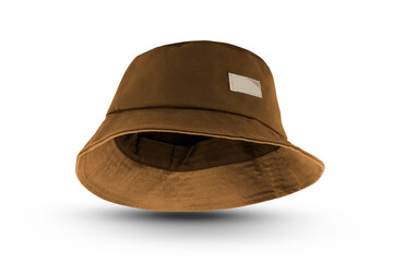 brown bucket hat isolated on a white background 