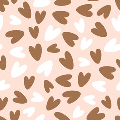 Seamless Pattern.Hearts on Neutral Background. Vector Illustration
