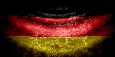 Germany wavy flag in grunge style with darkened edges. Old texture