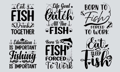 Fishing T-shirt Design Bundle, Girls T-shirt Design, Fish T-shirt Bundle, Typography T-shirt Design
