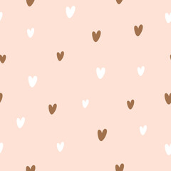 Seamless Pattern.Hearts on Neutral Background. Vector Illustration