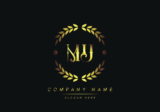 letters MU monogram logo, gold color, luxury style, Vector Illustration
