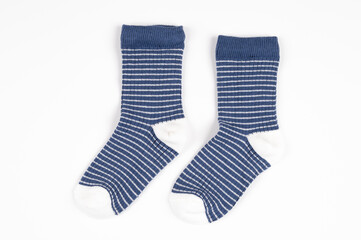 Striped baby socks isolated on white background