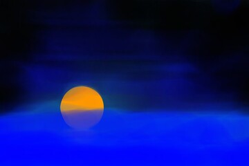 full moon background yellow dark night sky shining blue light
