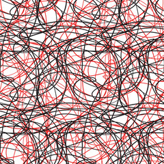 Chaos wallpaper. Chaotic pattern. Tangled texture with lines. Seamless hand drawn dinamic scrawls. Background with lines and waves. Line art. Print for banners, posters, flyers and textiles