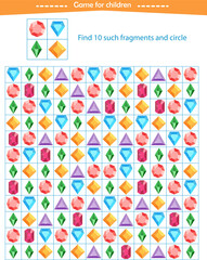  A game for children. Find fragments from crystals given in a sample. Development of attention, thinking