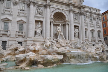 Fototapeta na wymiar Amazing view of Rome Trevi Fountain (Fontana di Trevi) in Rome, Italy