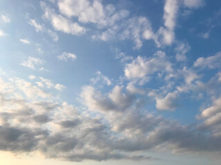 White clouds and blue sky.