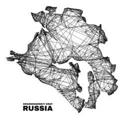 Network irregular mesh Krasnodarskiy Kray map. Abstract lines form Krasnodarskiy Kray map. Linear carcass flat network in vector format.
