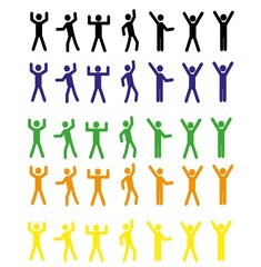 a set of multi-colored icons of a person, a pictogram, athletes isolated on a white background 