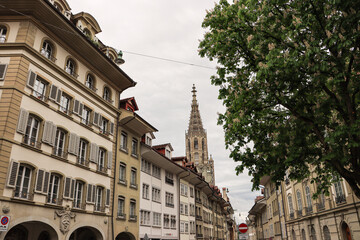Frühling in Bern; Blick in die Herrengasse zum Münster