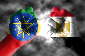 It combines the Ethiopian flag and the Egyptian flag and fist, tells the concept of communication...