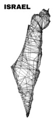 carcass irregular mesh Israel map. Abstract lines form Israel map. Linear carcass flat network in vector format. Vector carcass is created for Israel map using crossing random lines.
