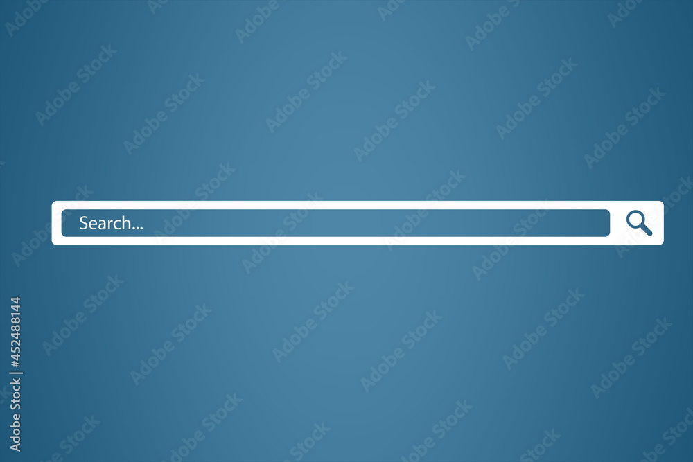 Aufkleber Creative website search bar on blue background. Internet and browse concept. 3D Rendering.
