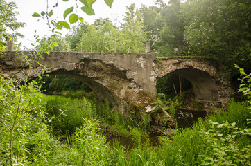 Old, historical bridge in Matkule, Latvia.