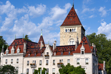 Chateau Ouchy at City of Lausanne at summer morning. Photo taken August 11th, 2021, Lausanne, Switzerland.