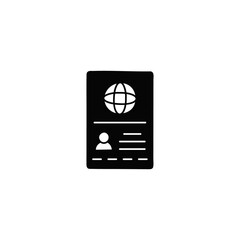 International Document passport icon in solid black flat shape glyph icon, isolated on white background 