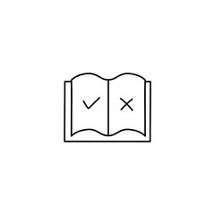 Rules Book  icon in flat black line style, isolated on white background 