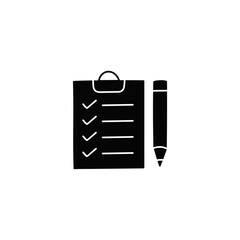 Todo, checklist tasks icon in solid black flat shape glyph icon, isolated on white background 