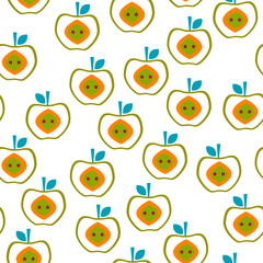 Seamless pattern with the image of apples. Abstract image of an apple. Design for textiles, tapestries, packaging, environmental background of the poster.