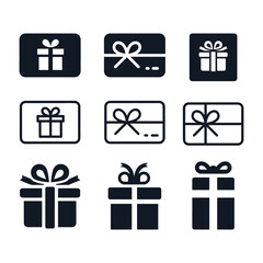 Gift Card And Gift Box Icons set stock illustration.