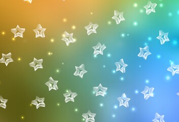 Light Blue, Yellow vector backdrop with small and big stars.