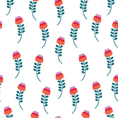Obraz premium Seamless pattern with the image of decorative flowers, on a white background. Design for textiles, tapestries, packaging, environmental background of the poster.