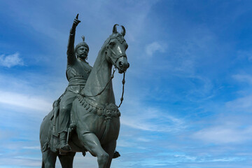 Closeup of Rao Jodha Statue, Jodhpur, Rajasthan, India. Founder of Jodhpur in 1459. Statue made of ...